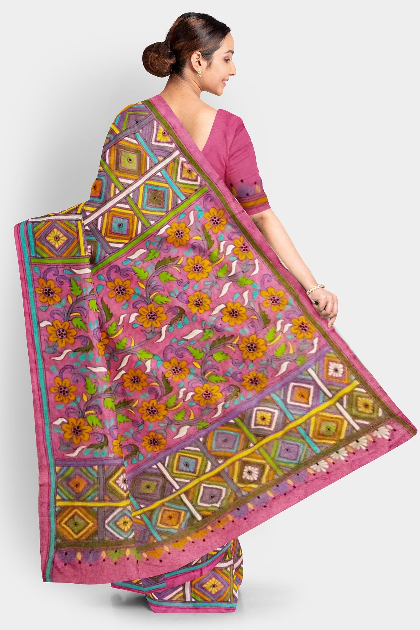 Kantha Stitch: Stylish Blended Silk Saree showcasing Traditional Artistry in Modern Indian Fashion with BP