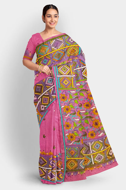 Kantha Stitch: Stylish Blended Silk Saree showcasing Traditional Artistry in Modern Indian Fashion with BP