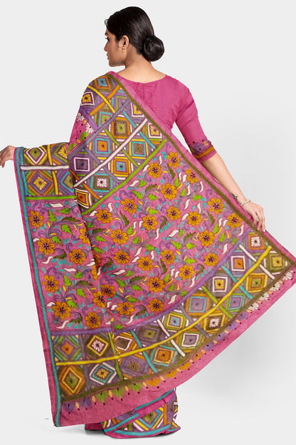 Kantha Stitch: Stylish Blended Silk Saree showcasing Traditional Artistry in Modern Indian Fashion with BP