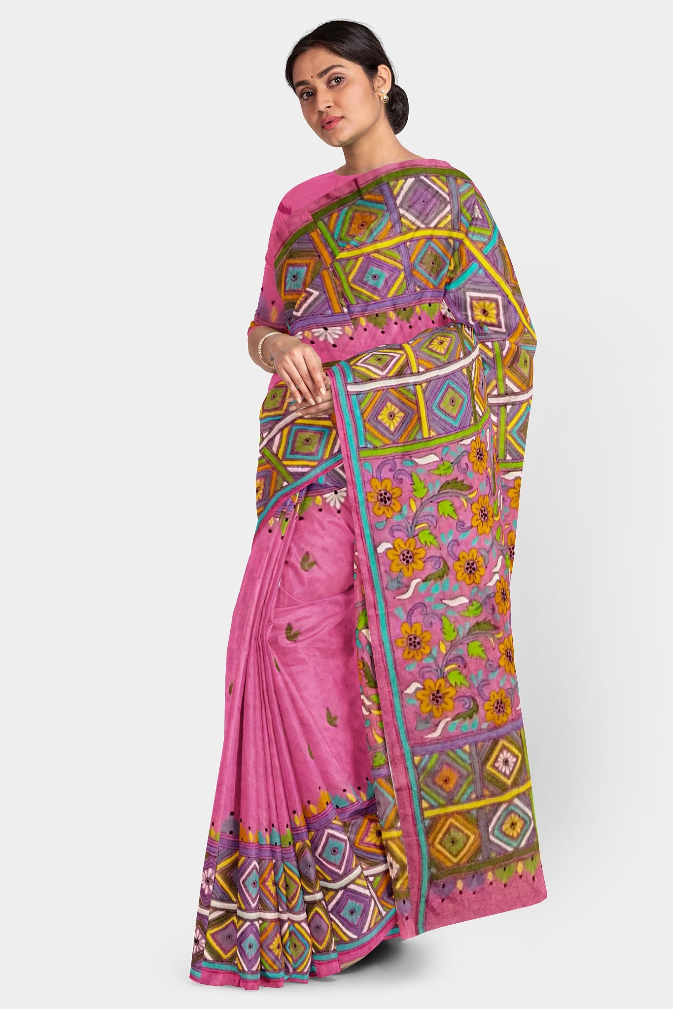 Kantha Stitch: Stylish Blended Silk Saree showcasing Traditional Artistry in Modern Indian Fashion with BP