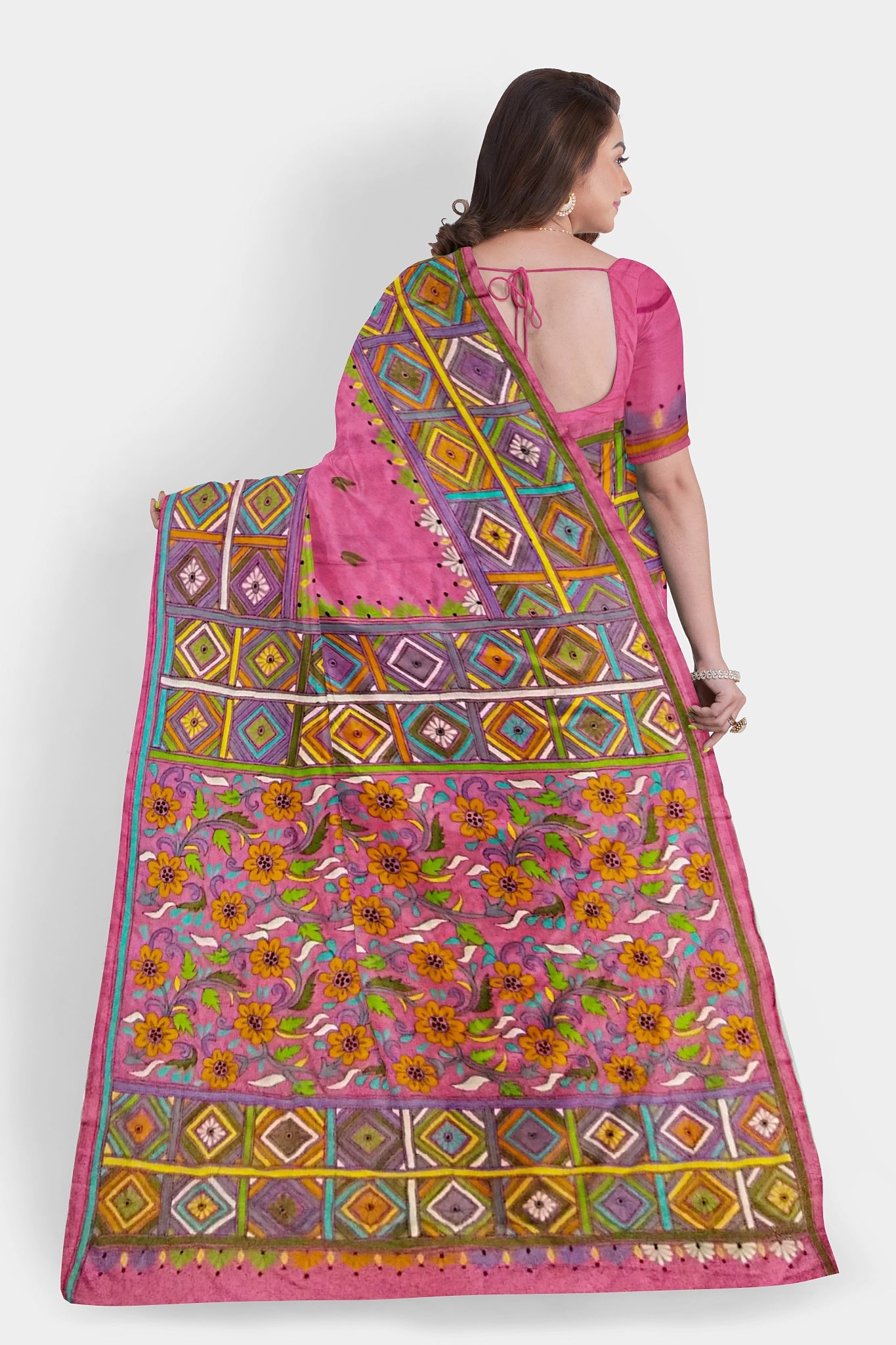 Kantha Stitch: Stylish Blended Silk Saree showcasing Traditional Artistry in Modern Indian Fashion with BP