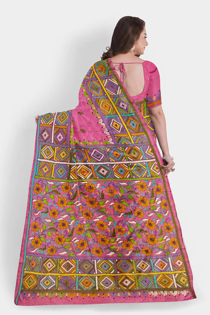 Kantha Stitch: Stylish Blended Silk Saree showcasing Traditional Artistry in Modern Indian Fashion with BP