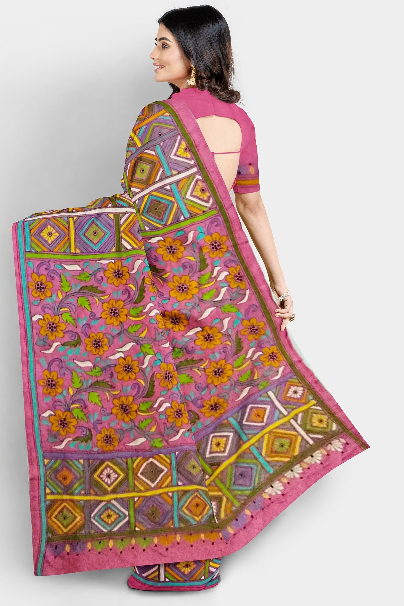 Kantha Stitch: Stylish Blended Silk Saree showcasing Traditional Artistry in Modern Indian Fashion with BP
