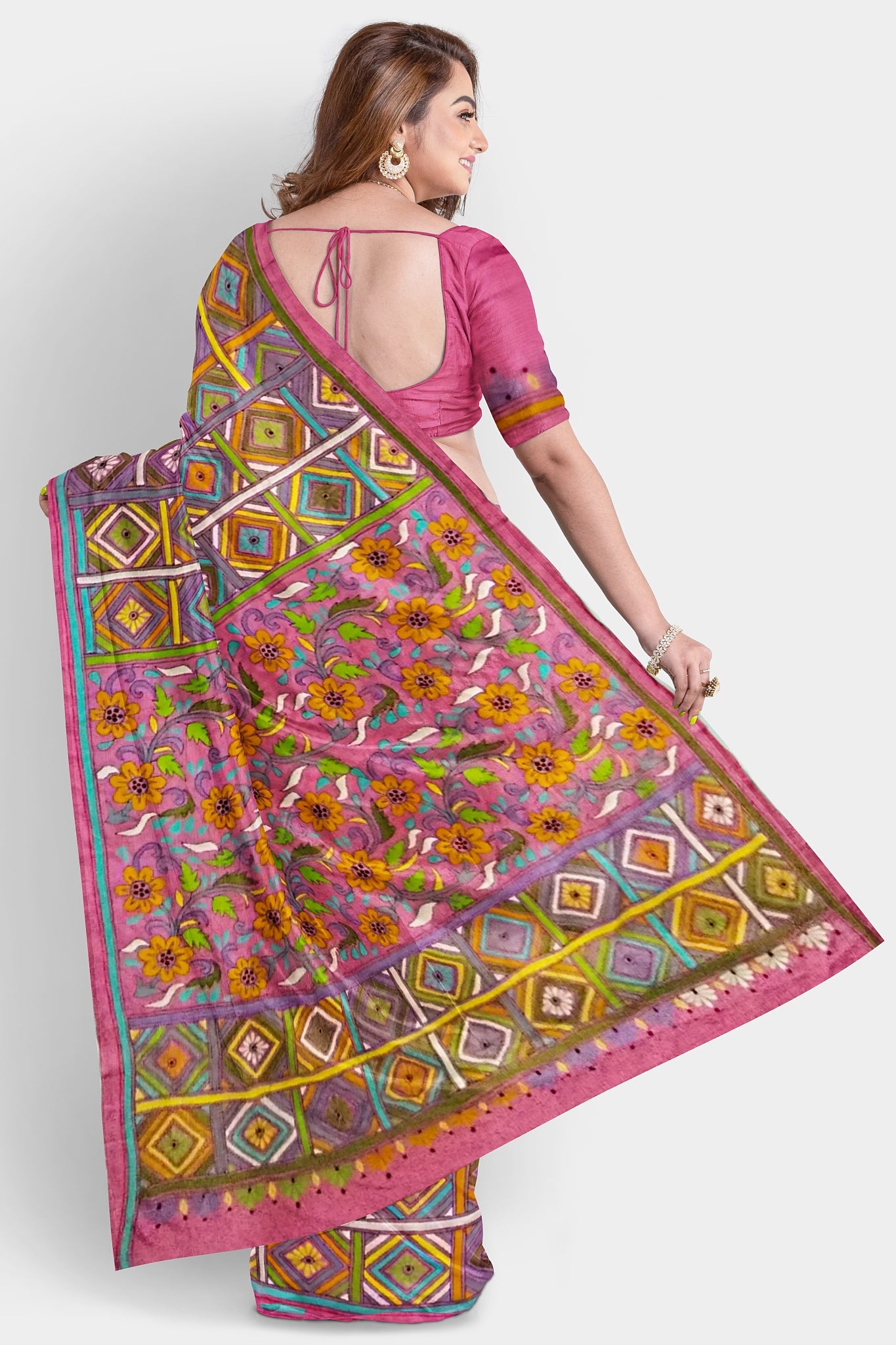 Kantha Stitch: Stylish Blended Silk Saree showcasing Traditional Artistry in Modern Indian Fashion with BP