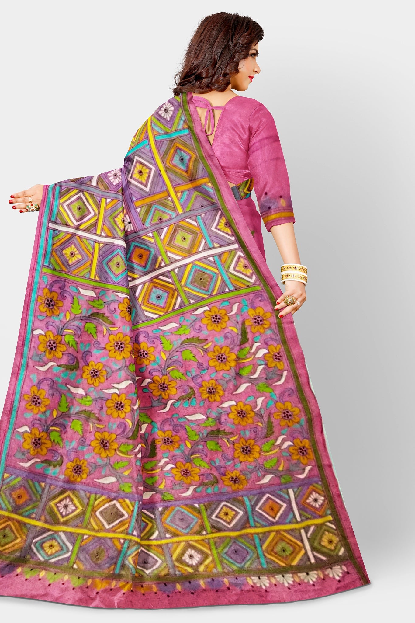 Kantha Stitch: Stylish Blended Silk Saree showcasing Traditional Artistry in Modern Indian Fashion with BP