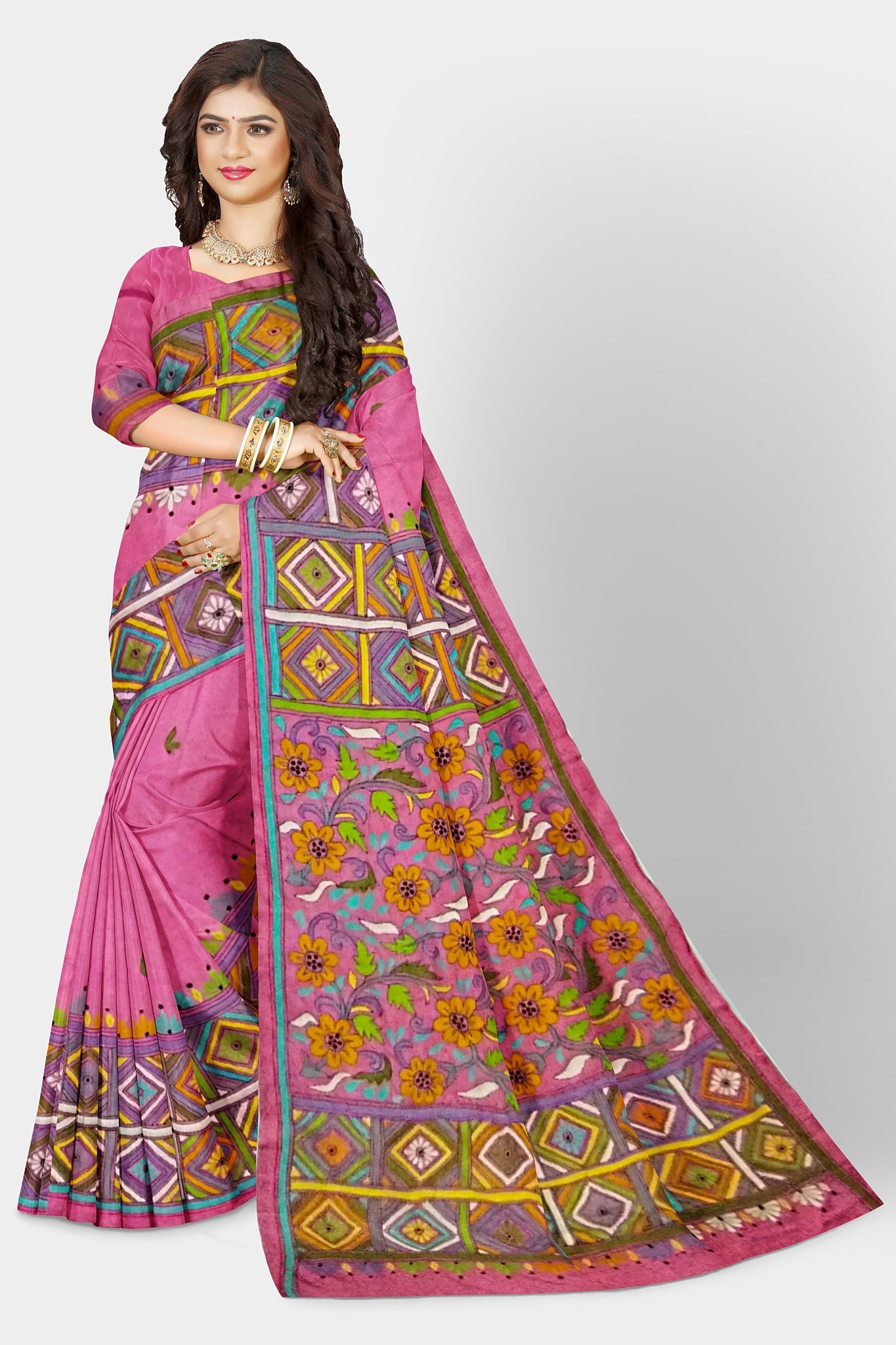 Kantha Stitch: Stylish Blended Silk Saree showcasing Traditional Artistry in Modern Indian Fashion with BP