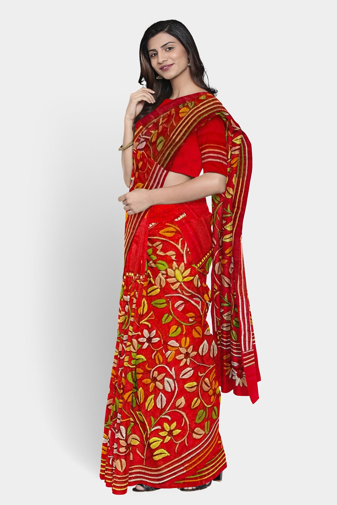Kantha Stitch: Stylish Blended Silk Saree showcasing Traditional Artistry in Modern Indian Fashion With BP