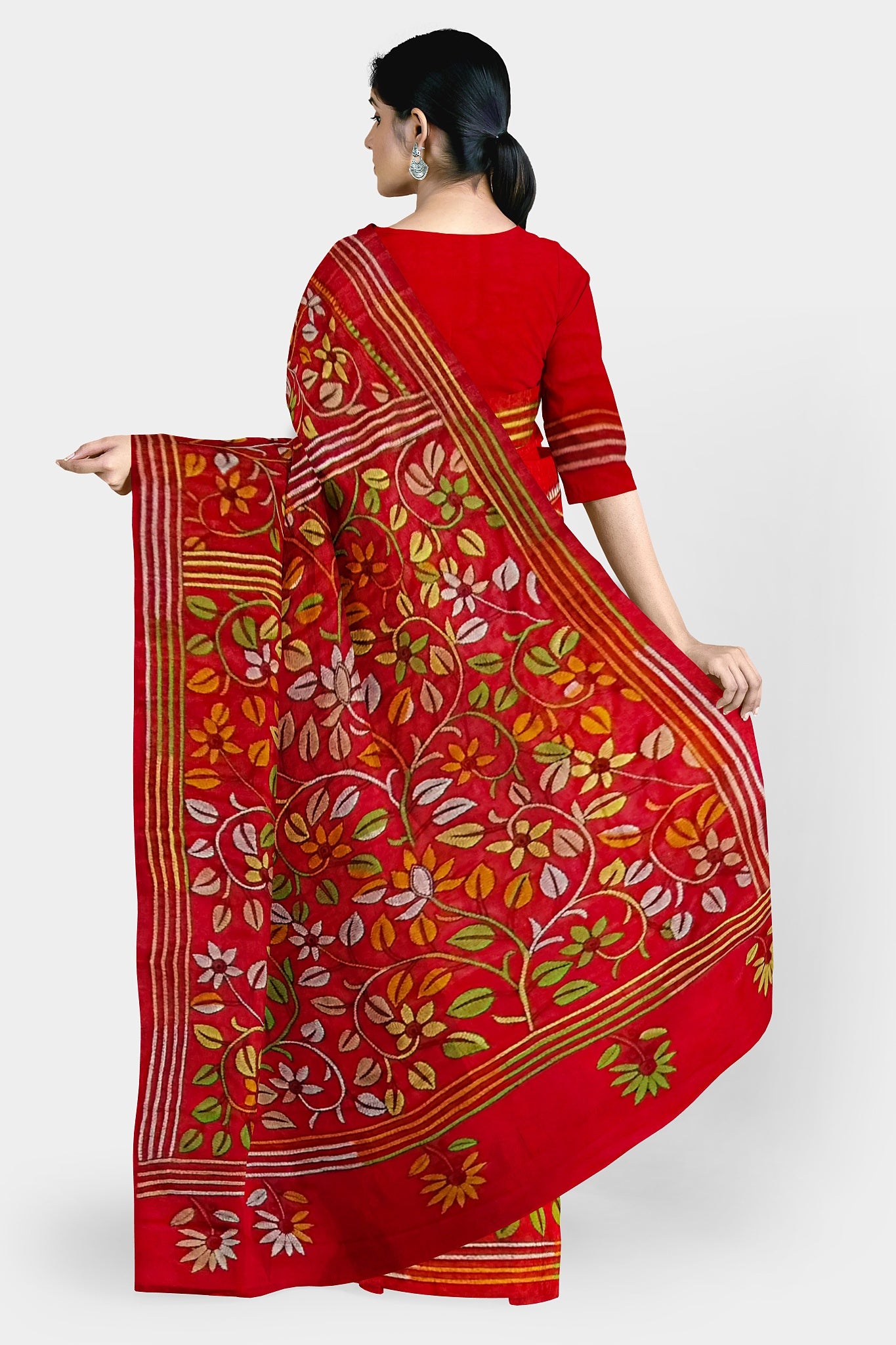 Kantha Stitch: Stylish Blended Silk Saree showcasing Traditional Artistry in Modern Indian Fashion With BP