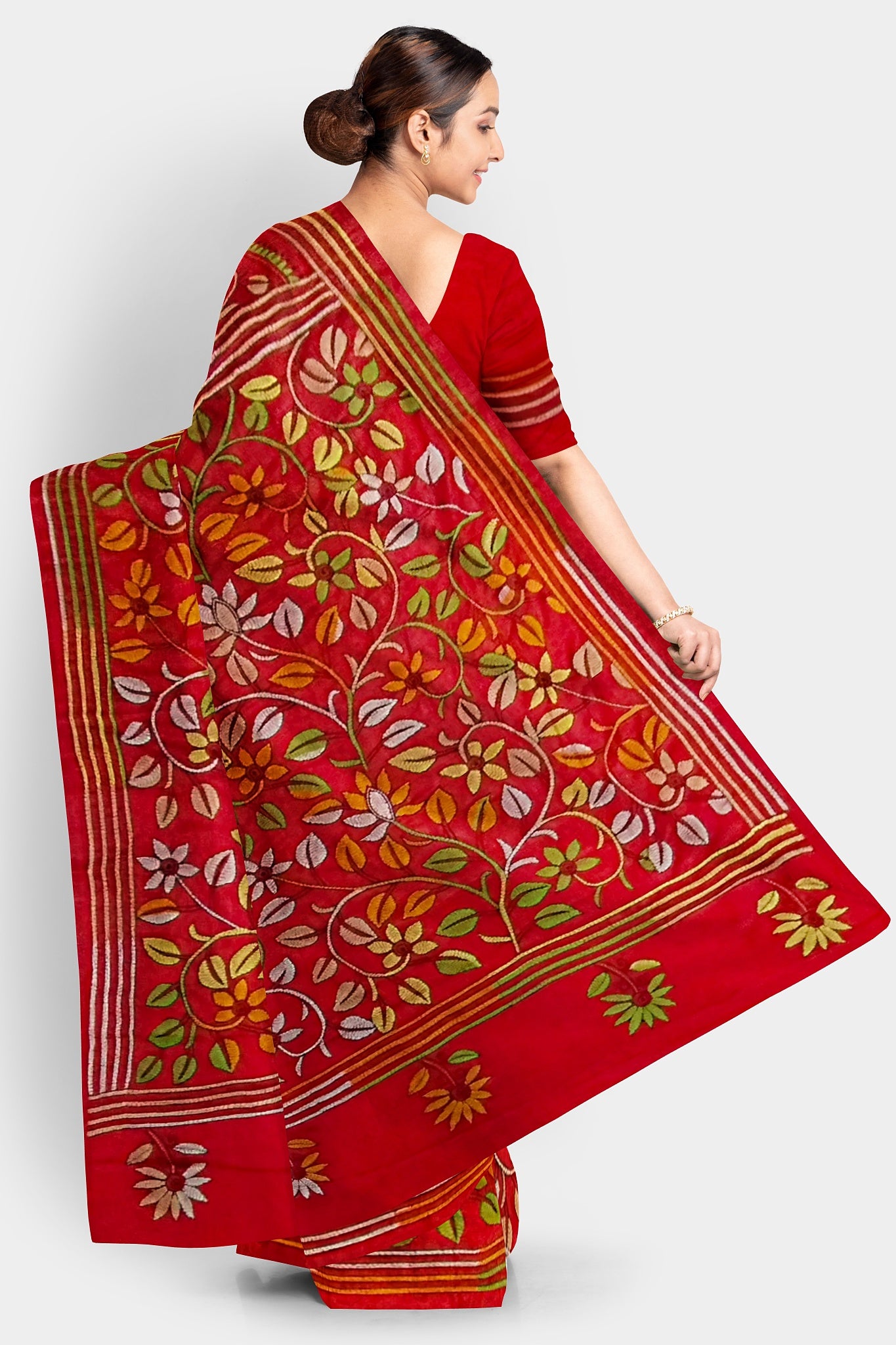 Kantha Stitch: Stylish Blended Silk Saree showcasing Traditional Artistry in Modern Indian Fashion With BP