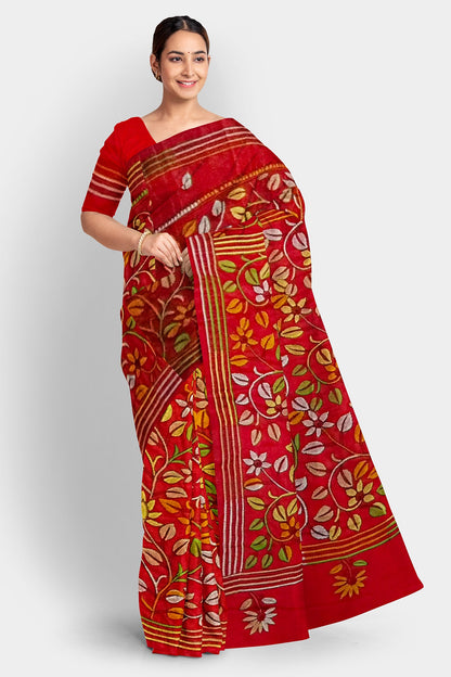 Kantha Stitch: Stylish Blended Silk Saree showcasing Traditional Artistry in Modern Indian Fashion With BP