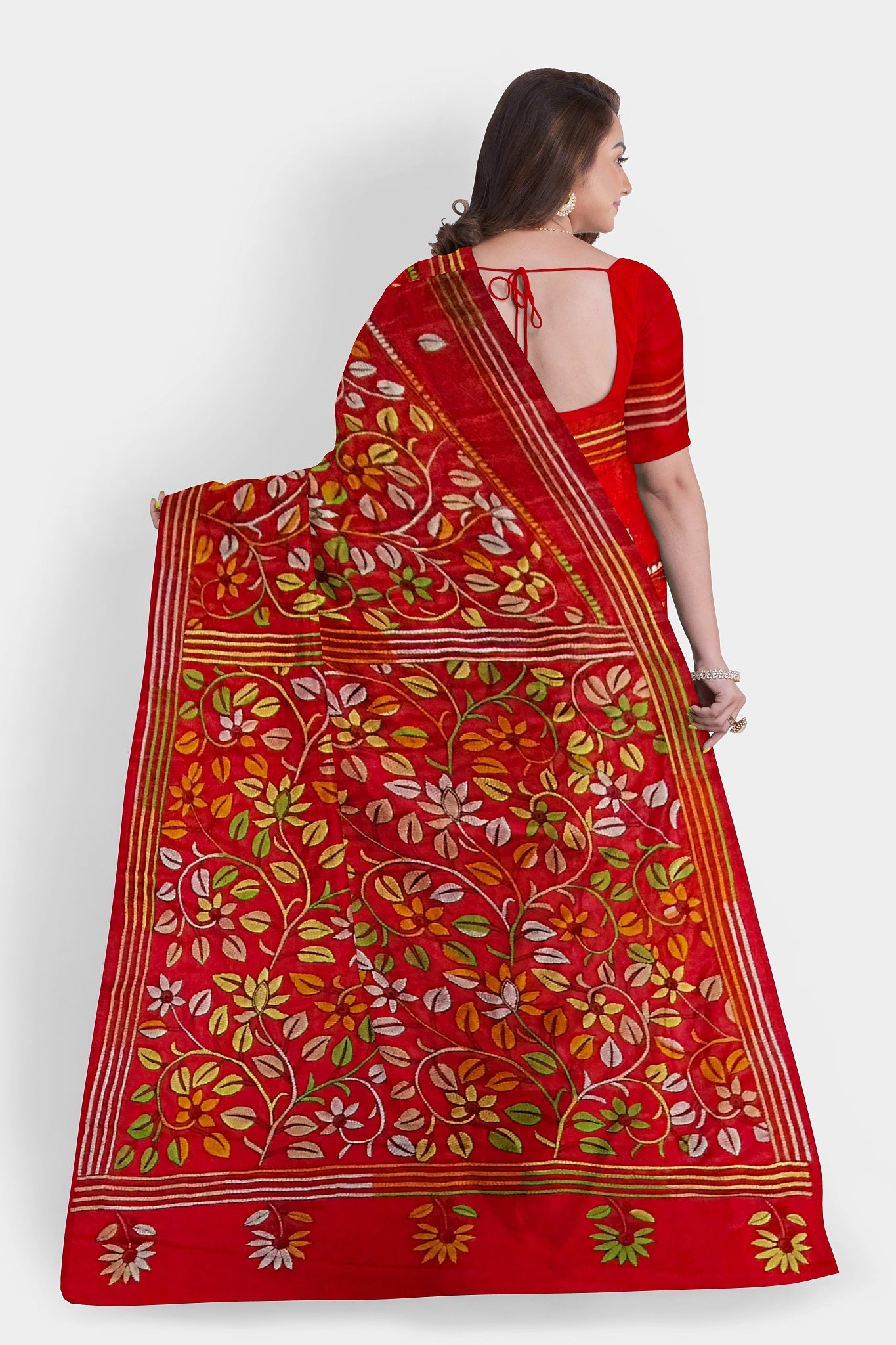 Kantha Stitch: Stylish Blended Silk Saree showcasing Traditional Artistry in Modern Indian Fashion With BP