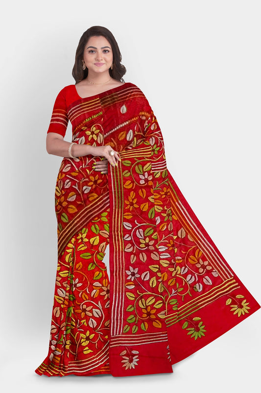 Kantha Stitch: Stylish Blended Silk Saree showcasing Traditional Artistry in Modern Indian Fashion With BP