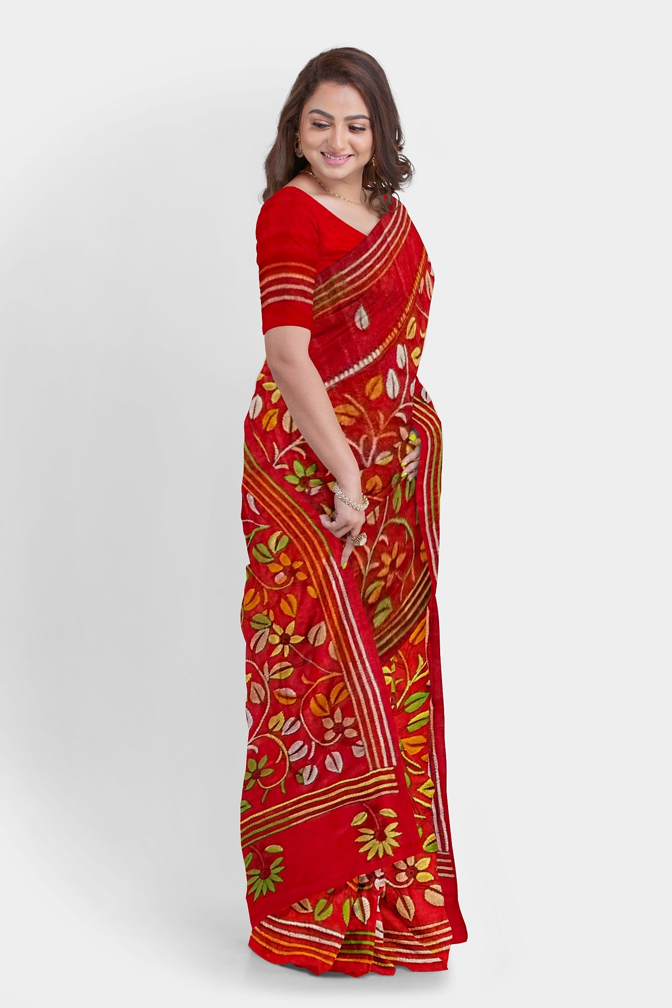 Kantha Stitch: Stylish Blended Silk Saree showcasing Traditional Artistry in Modern Indian Fashion With BP