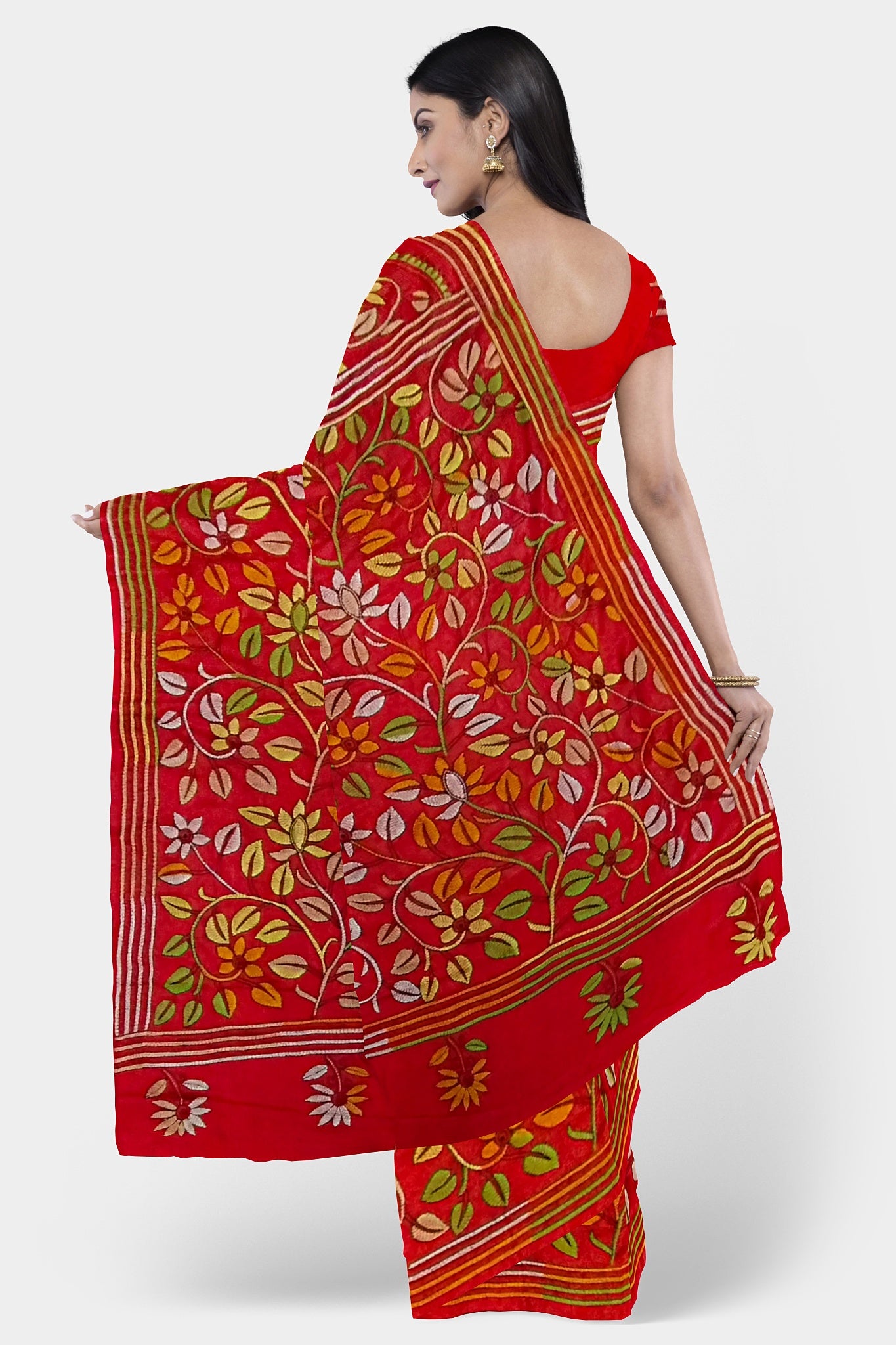 Kantha Stitch: Stylish Blended Silk Saree showcasing Traditional Artistry in Modern Indian Fashion With BP