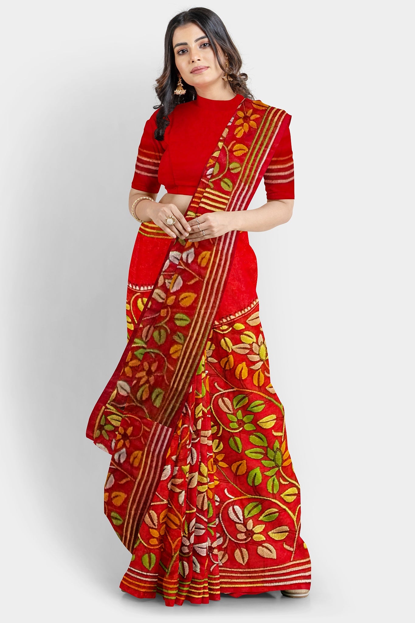 Kantha Stitch: Stylish Blended Silk Saree showcasing Traditional Artistry in Modern Indian Fashion With BP