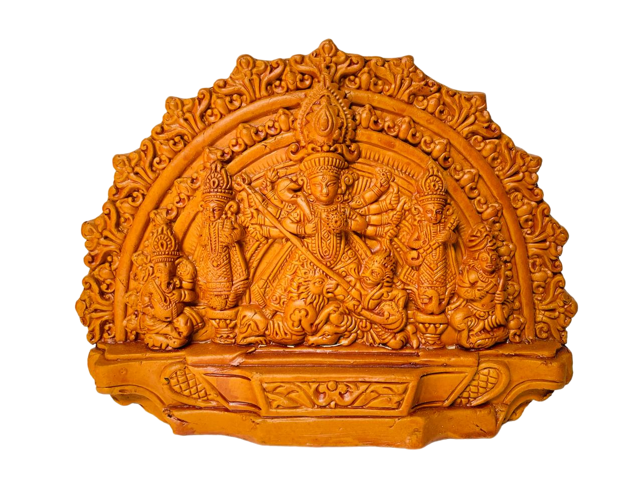 Terracotta Maa Durga Sherawali Maa Wall Hanging Showpiece Medium.