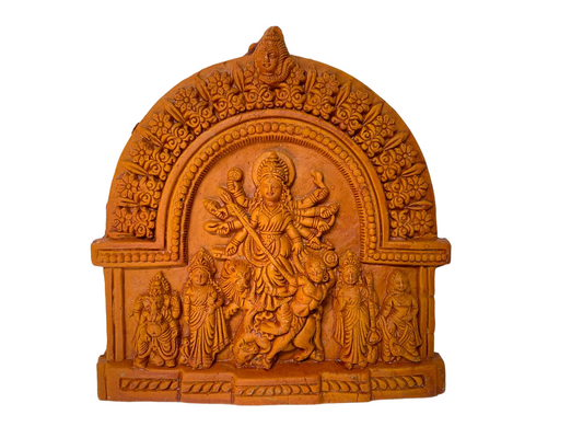 Terracotta Maa Durga Sherawali Maa Wall Hanging Showpiece Medium.