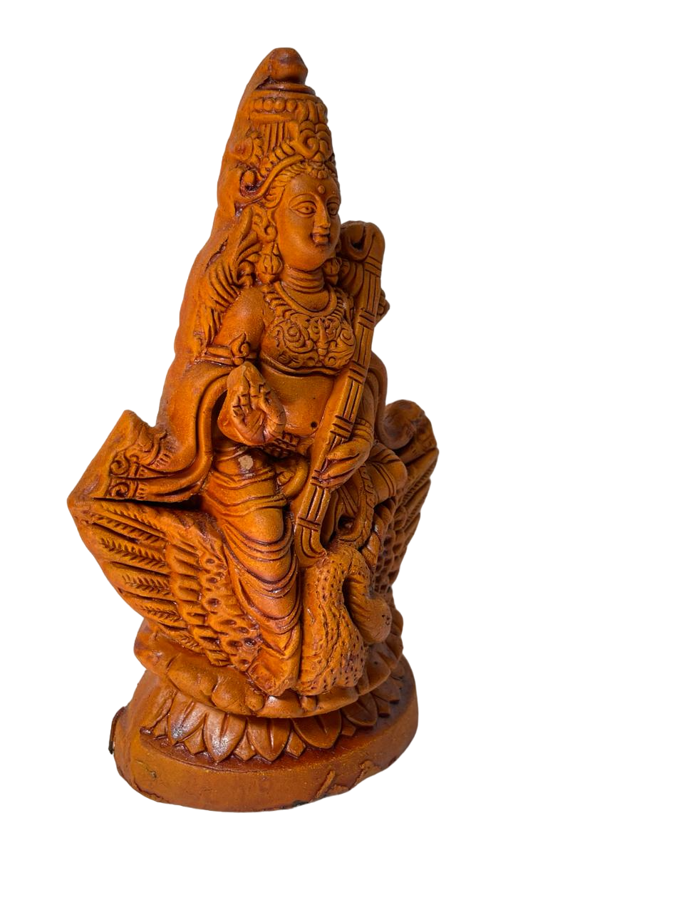 Divine Terracotta Saraswati Mata Murti - Handcrafted Indian Art by Mukherjee Handicrafts