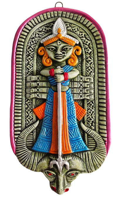 Terracotta Maa Durga Ma Dura Sherawali Maa Wall Hanging Showpiece.