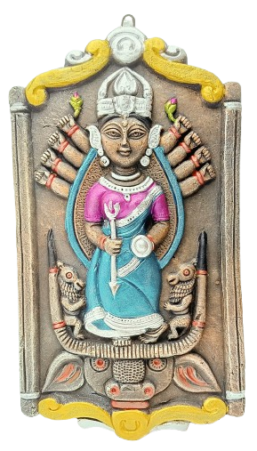 Terracotta Maa Durga Ma Dura Sherawali Maa Wall Hanging Showpiece.