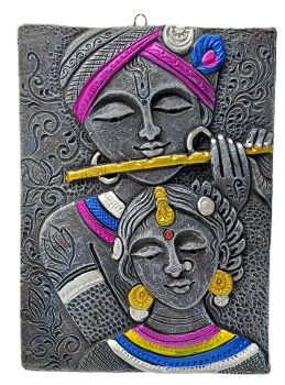 Divine Terracotta Radha Krishna Wall Hanging - Handcrafted Indian Art by Mukherjee Handicrafts