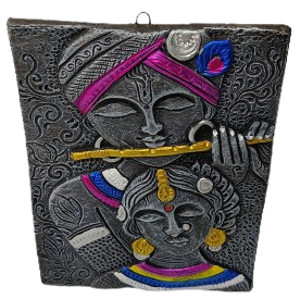 Divine Terracotta Radha Krishna Wall Hanging - Handcrafted Indian Art by Mukherjee Handicrafts