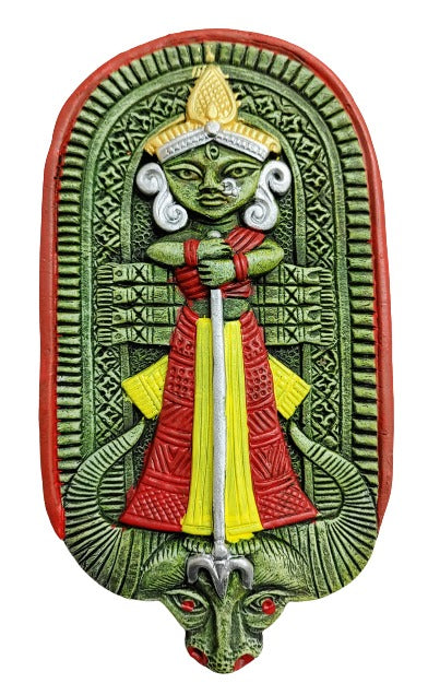 Terracotta Maa Durga Ma Dura Sherawali Maa Wall Hanging Showpiece.