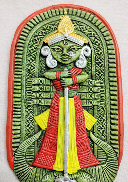 Terracotta Maa Durga Ma Dura Sherawali Maa Wall Hanging Showpiece.