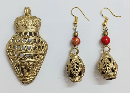 Dokra Dhokra Ethnic Collection of Brass Dokra Pendant Jewellery Set for Women.