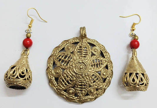 Dokra Dhokra Ethnic Collection of Brass Dokra Pendant Jewellery for Women/-