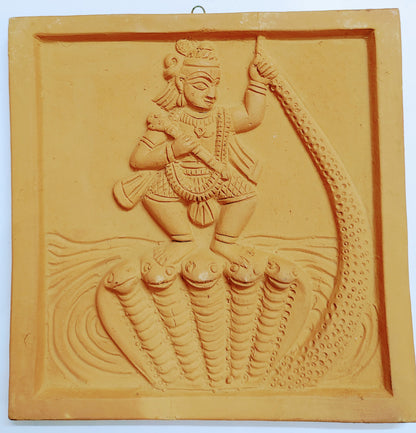 Terracotta Wall Hanging Showpiece for Home Décor Krishna Kaliya Daman