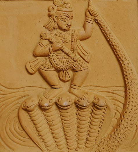 Terracotta Wall Hanging Showpiece for Home Décor Krishna Kaliya Daman