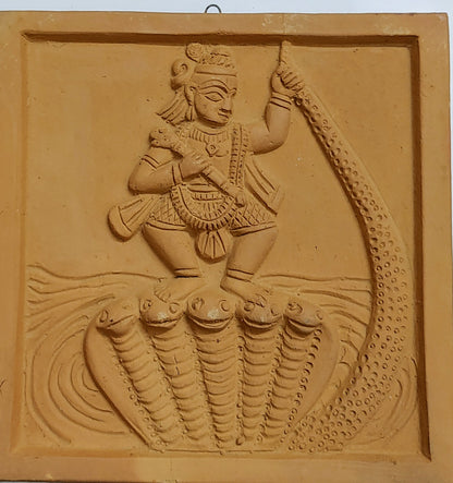 Terracotta Wall Hanging Showpiece for Home Décor Krishna Kaliya Daman