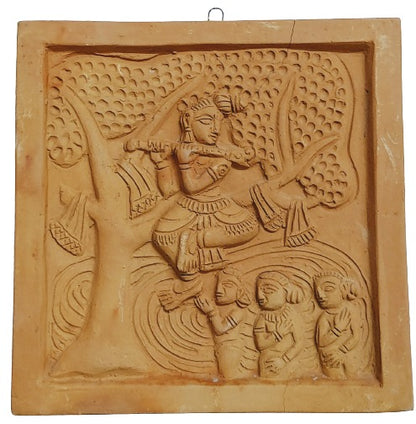 Terracotta Wall Hanging Showpiece for Home Décor Krishna Gopala