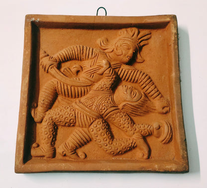 Terracotta Wall Hanging Showpiece for Home Decor Krishna kansa vadh