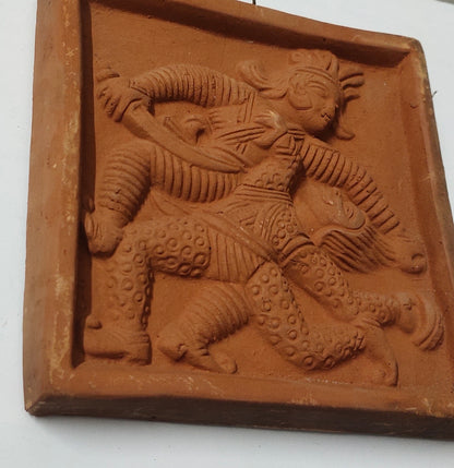 Terracotta Wall Hanging Showpiece for Home Decor Krishna kansa vadh