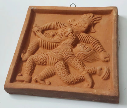 Terracotta Wall Hanging Showpiece for Home Decor Krishna kansa vadh