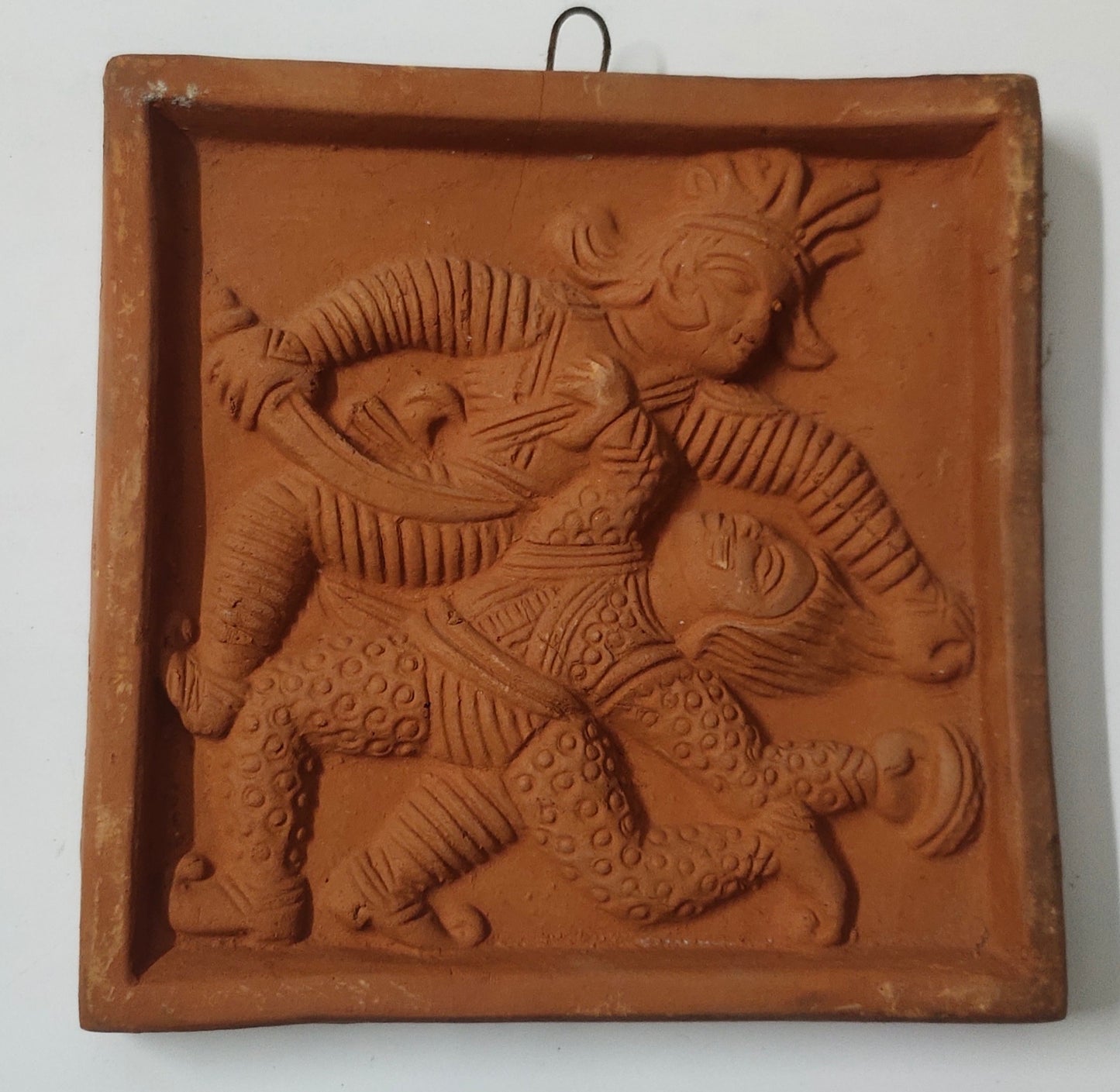 Terracotta Wall Hanging Showpiece for Home Decor Krishna kansa vadh