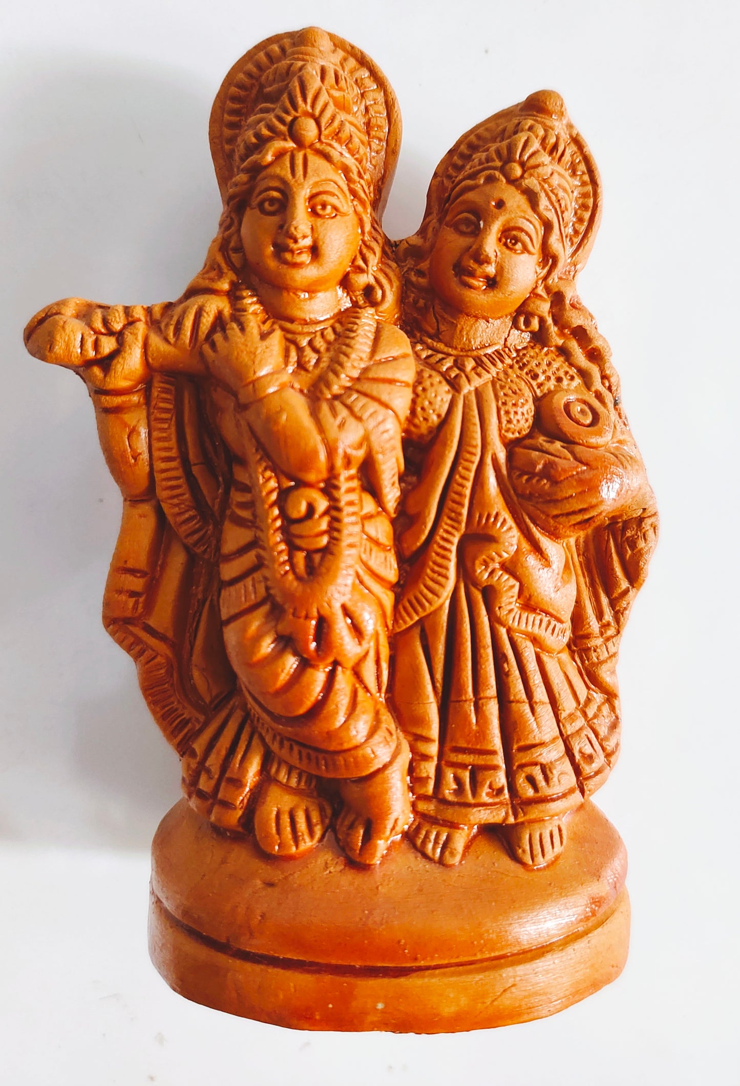 Terracotta Clay Lord Radha Krishna Statue - Murlidhar/Krishn Kanhiya Idol,