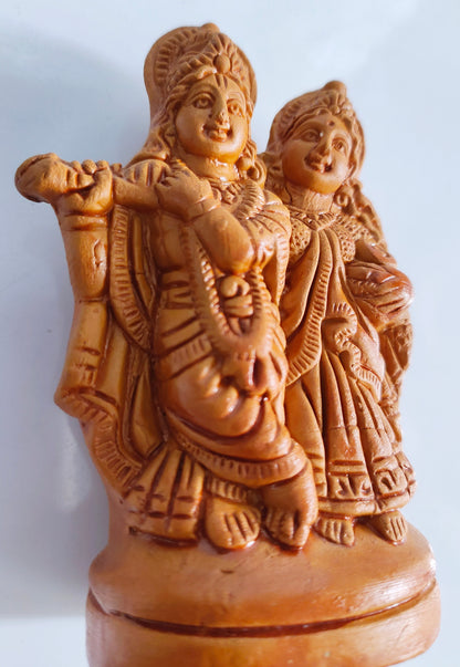 Terracotta Clay Lord Radha Krishna Statue - Murlidhar/Krishn Kanhiya Idol,