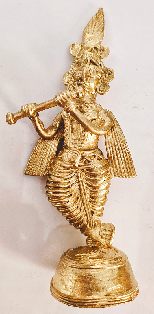 Brass Dokra Shree Krishna Govinda Figurine (Medium)