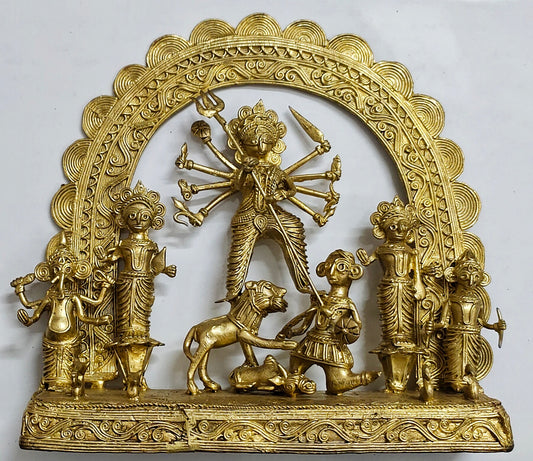 Dhokra Ma Durga Showpiece I Home Decor I Interior I Handcrafted I Artwork (Gold, Big)(Brass, Pack Of 1)