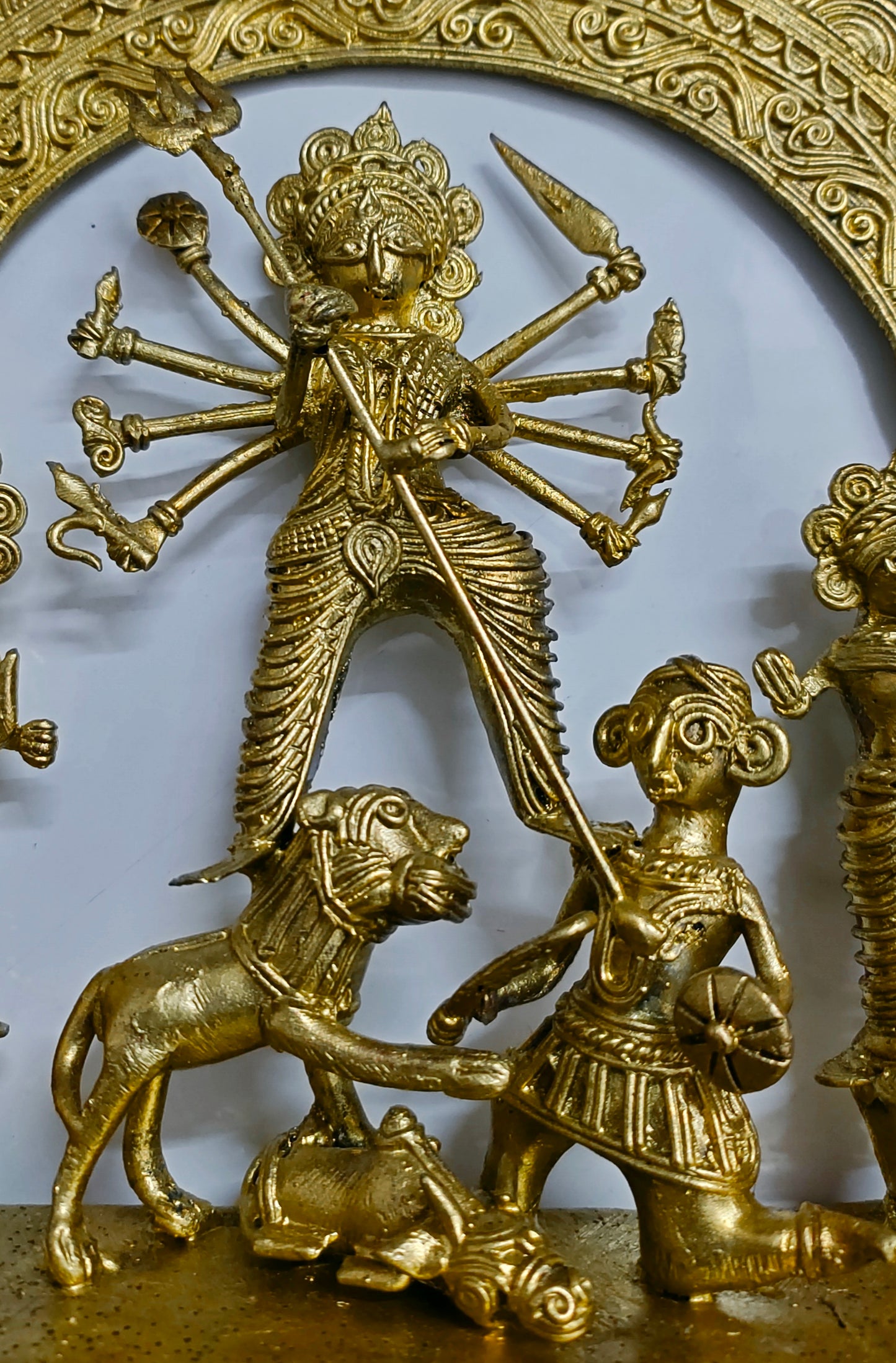 Dhokra Ma Durga Showpiece I Home Decor I Interior I Handcrafted I Artwork (Gold, Big)(Brass, Pack Of 1)