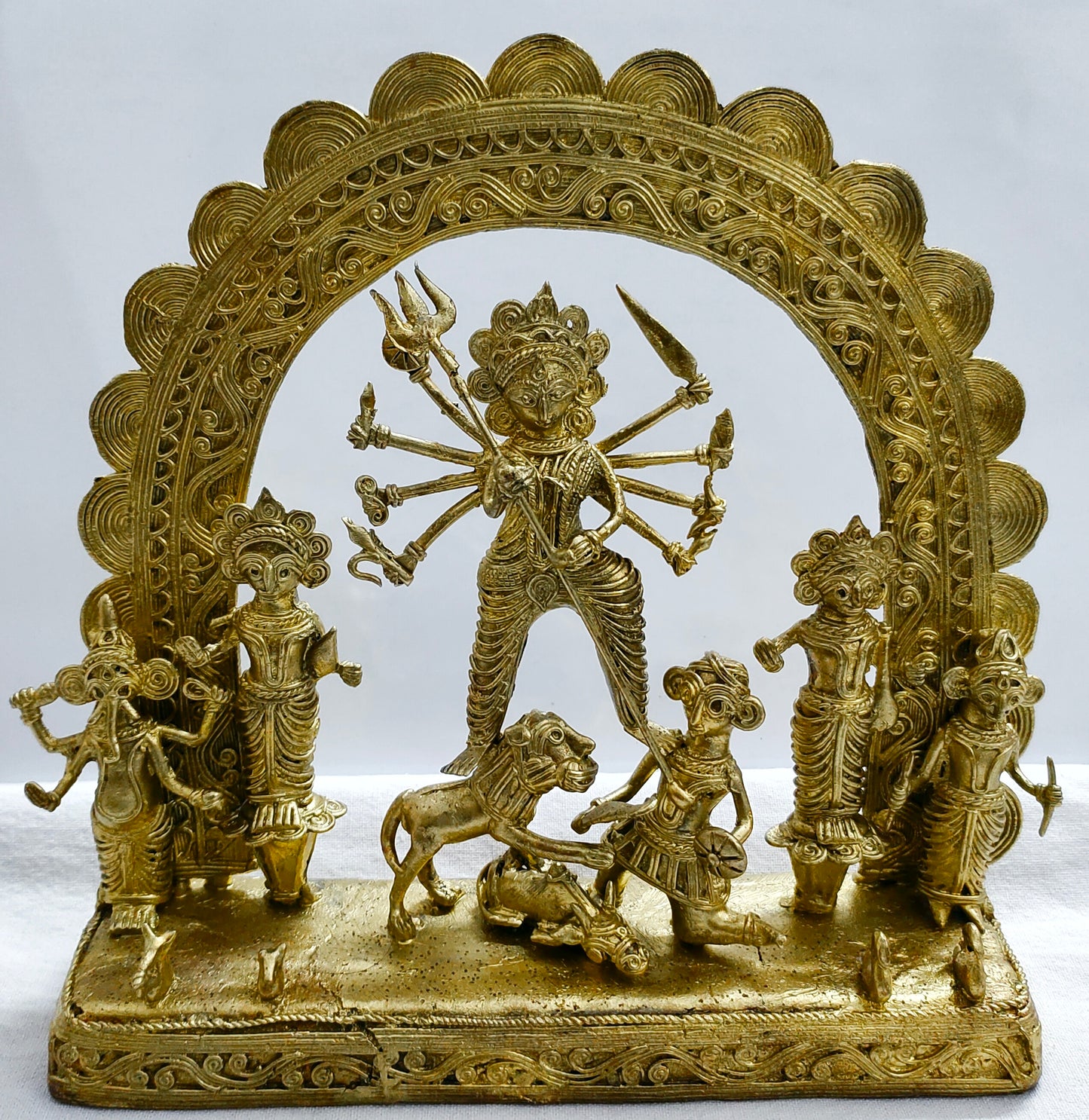 Dhokra Ma Durga Showpiece I Home Decor I Interior I Handcrafted I Artwork (Gold, Big)(Brass, Pack Of 1)