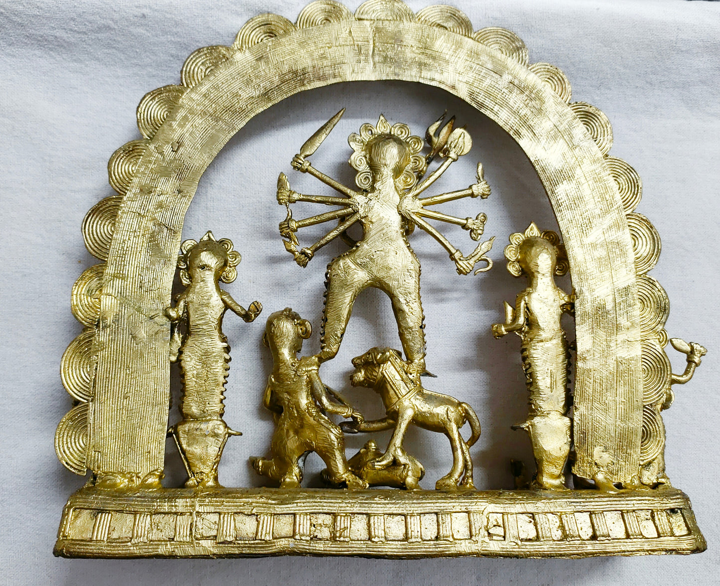 Dhokra Ma Durga Showpiece I Home Decor I Interior I Handcrafted I Artwork (Gold, Big)(Brass, Pack Of 1)