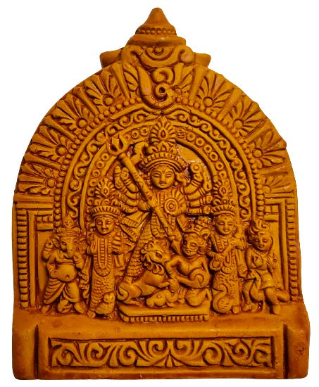 Terracotta Maa Durga Ma Dura Sherawali Maa Wall Hanging Showpiece Small.