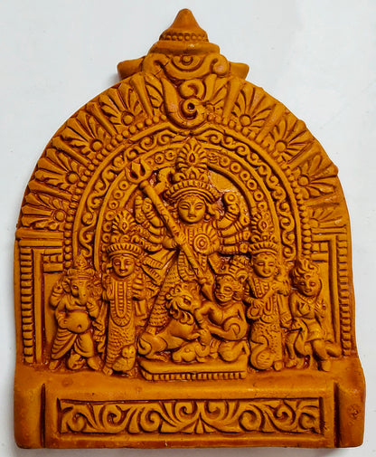 Terracotta Maa Durga Ma Dura Sherawali Maa Wall Hanging Showpiece Small.