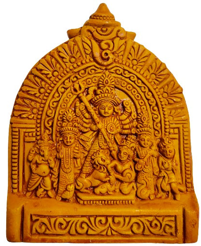 Terracotta Maa Durga Ma Dura Sherawali Maa Wall Hanging Showpiece Small.