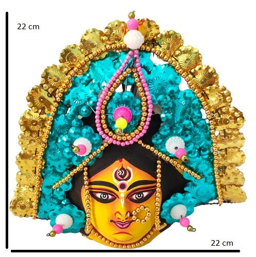 Mukherjee Handicrafts| Devi Durga Chhau Mask – Design | Handmade Durga Ma | Decorative Showpiece & Wall Hanging,