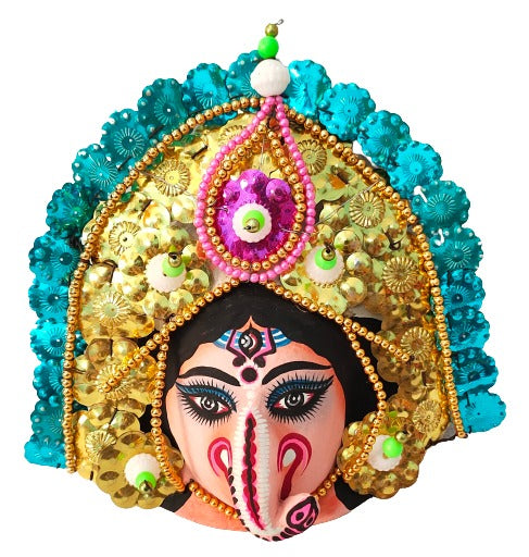 Mukherjee Handicrafts| Ganesh Ji Ganapati Bappa Chhau Mask – Design | Handmade Product | Decorative Showpiece & Wall Hanging.